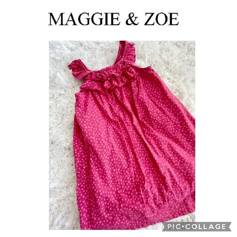 Girls hot pink polka dots dress